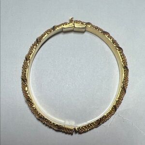 Crown Trifari Gold-Tone Hinged Bangle Bracelet
